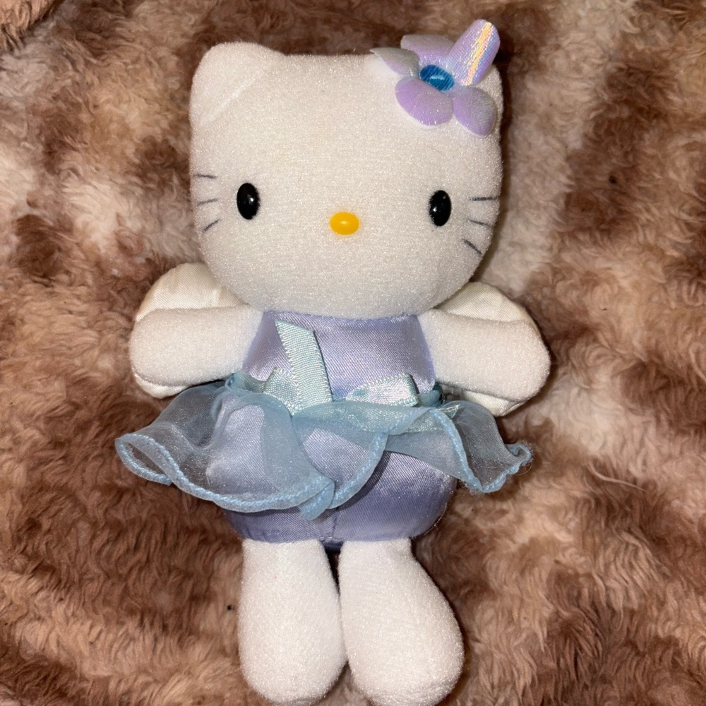Vintage 2000 Hello Kitty Sanrio - Blue Lace Angel Plush 6.25" Tall Y2K
